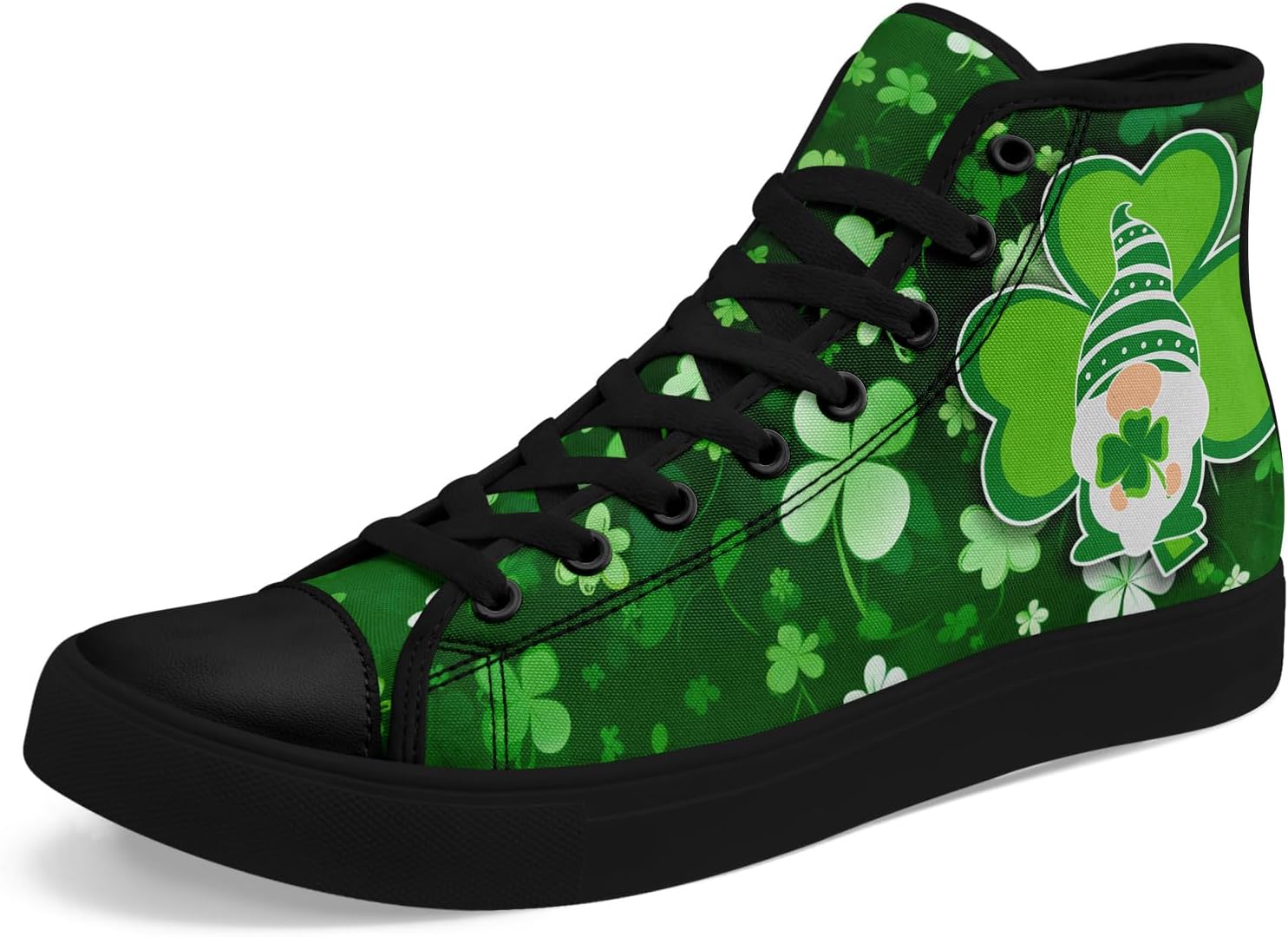 

Женские высокие кеды из холста ко Дню Святого Патрика, с узором из счастливого клевера и сердец, удобные дышащие зеленые повседневные туфли Awsole
