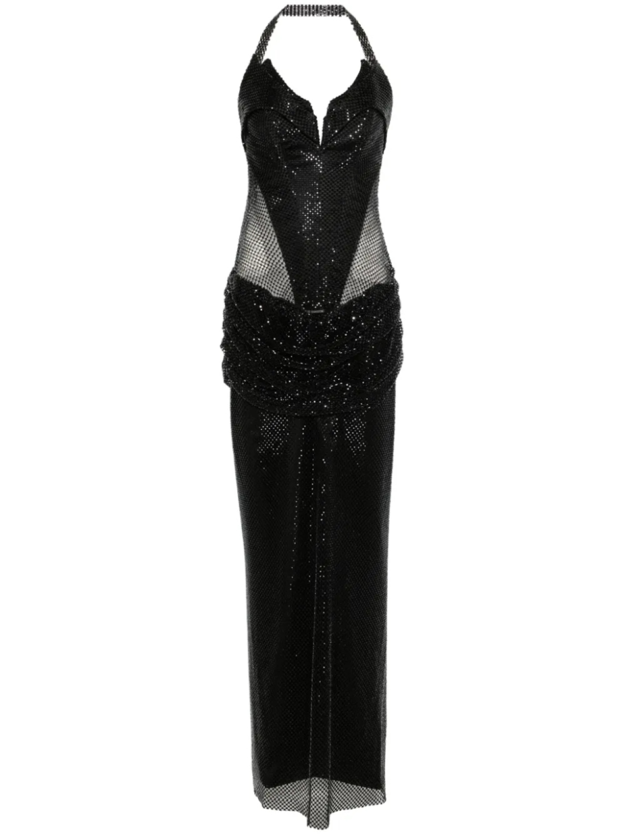 

Сетчатое платье макси с кристаллами MITILIANE COUTURE, черный