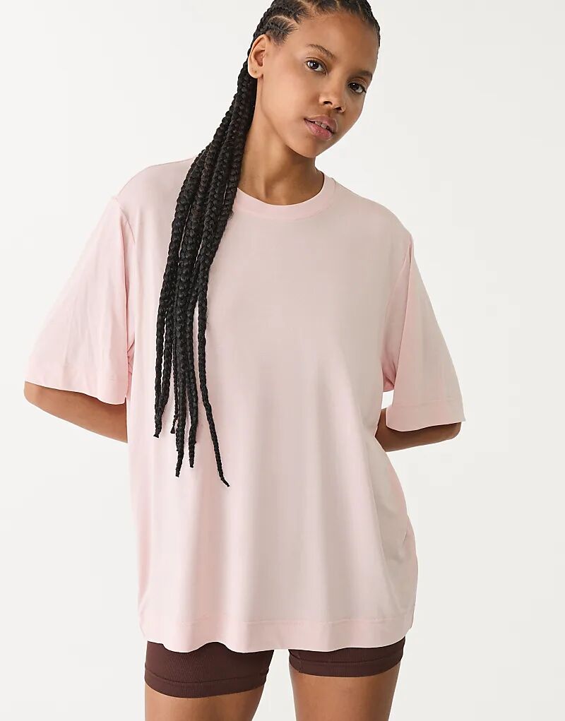 

Мягкая на ощупь футболка Stradivarius oversize пастельно-розового цвета