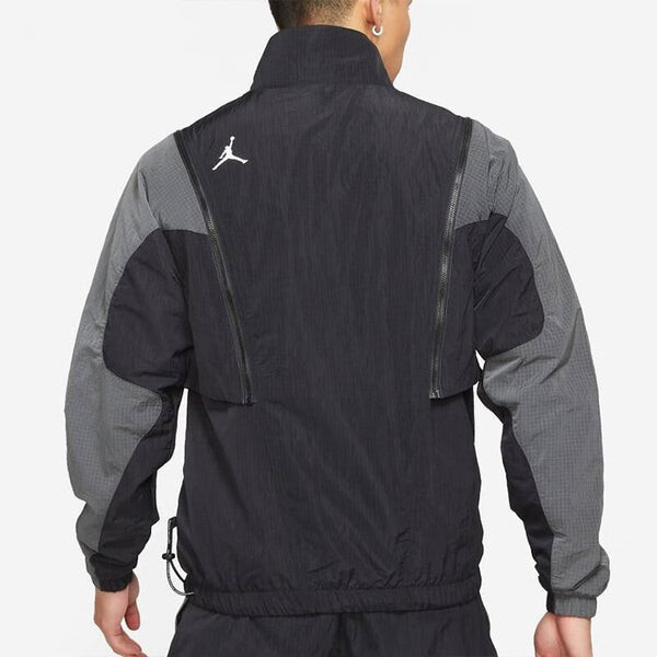 Куртка Men's Jordan Colorblock Detachable Zipper Long Sleeves Stand Collar Jacket Autumn Black, черный — фото 4