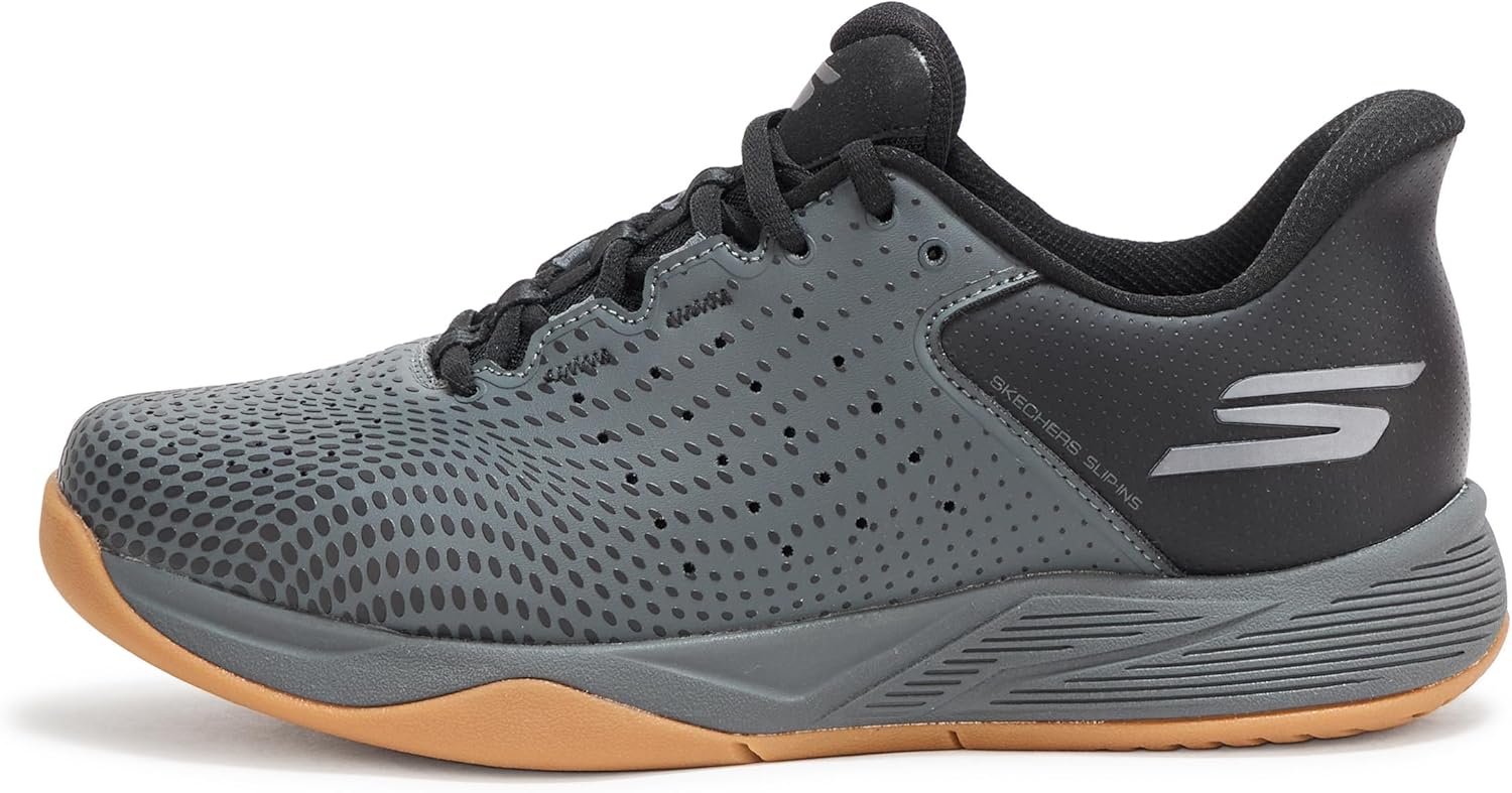 Мужские кроссовки Skechers Viper Court Reload с легким надеванием без рук, черный/угольный — фото 2