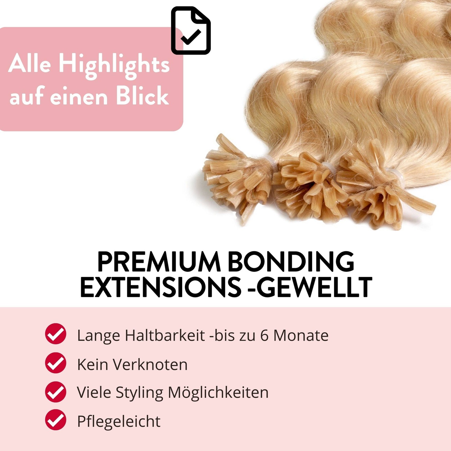 Накладные волосы bonding extensions premium echthaar #9/0 lichtblond 0,8g Hair2Heart, 60cm, количество 25 шт. — фото 3