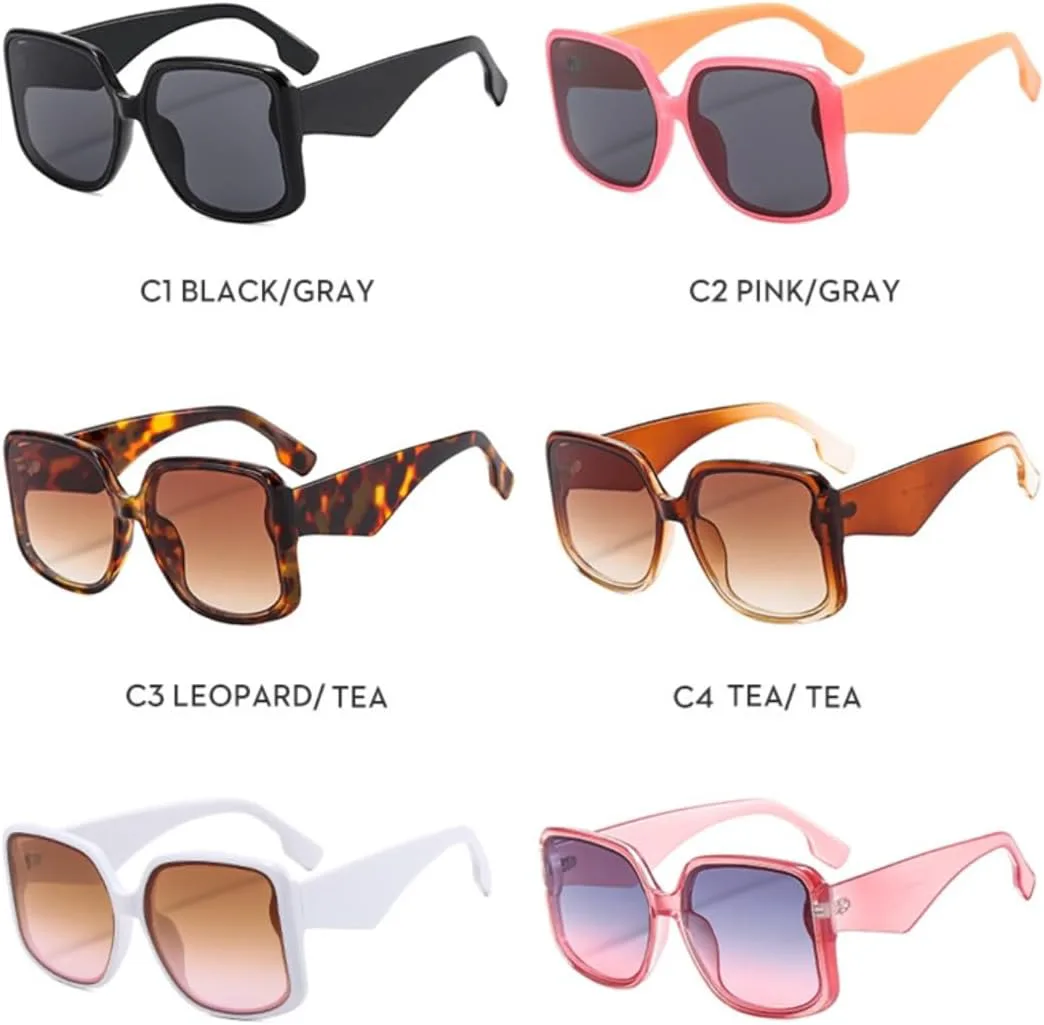 

Солнцезащитные очки для мужчин и женщин - защита UV400 - стильная яркая большая оправа для занятий спортом на открытом воздухе и вождения DSVIGF, Leopard