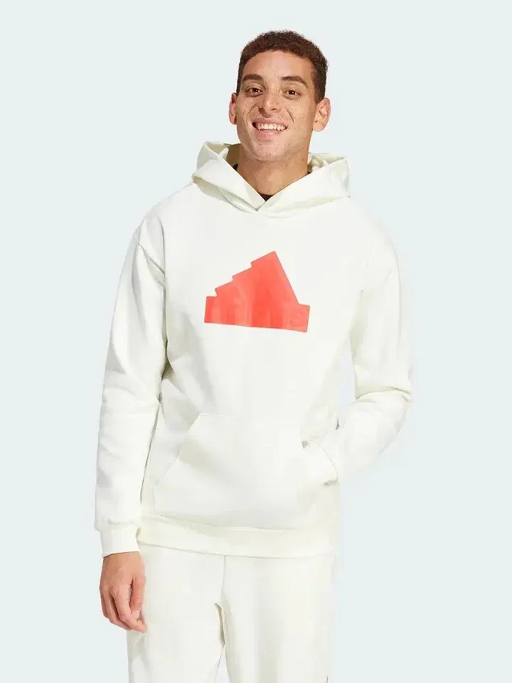 Худи свободного кроя с капюшоном, Adidas, кремовый — фото 2