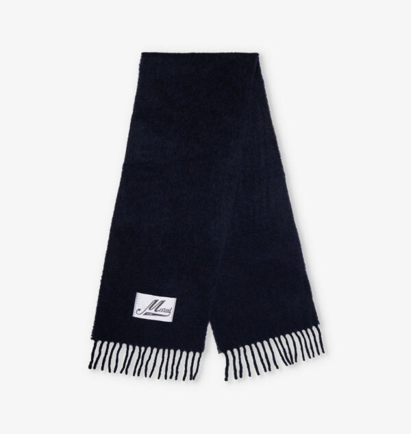 

Шарф Brand-Patch из шерстяной смеси с бахромой Marni, черный