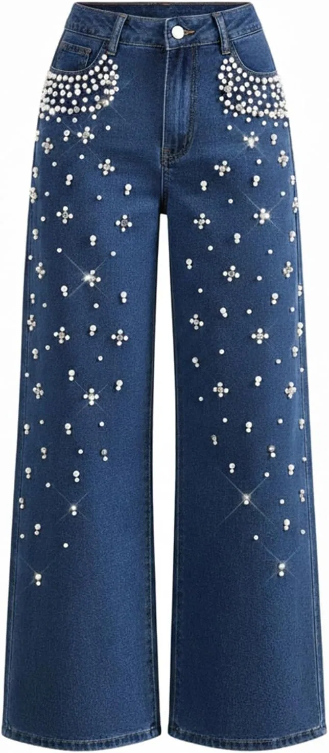 Джинсы с пайетками, Dark Blue - E