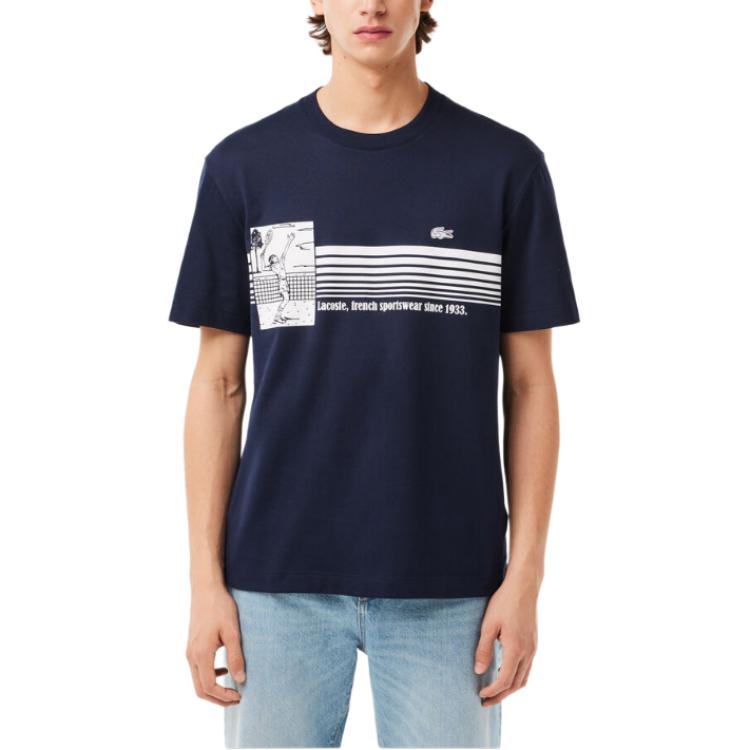 LACOSTE Синяя хлопковая футболка — фото 4