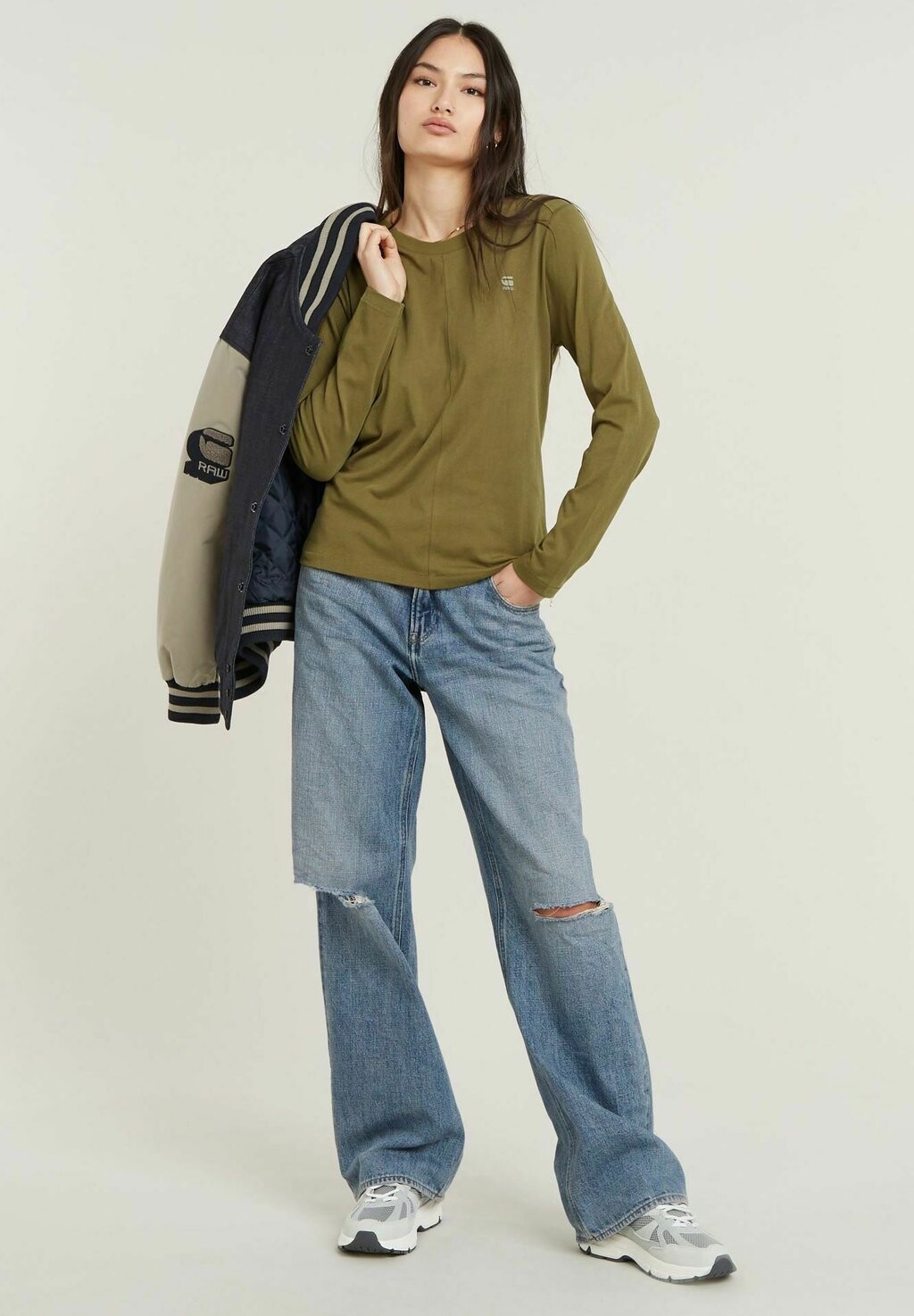 

Топ с длинными рукавами FRONT SEAM G-STAR, зеленый