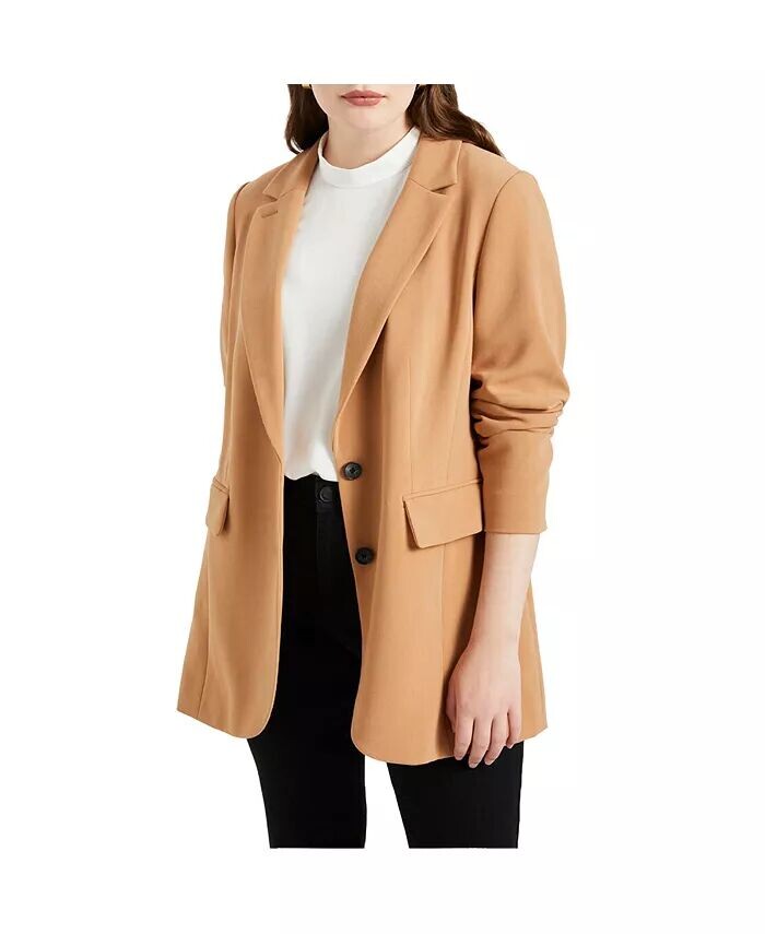 

Женский блейзер Plus Size 365 Semi Stretch на двух пуговицах ELOQUII, коричневый/бежевый