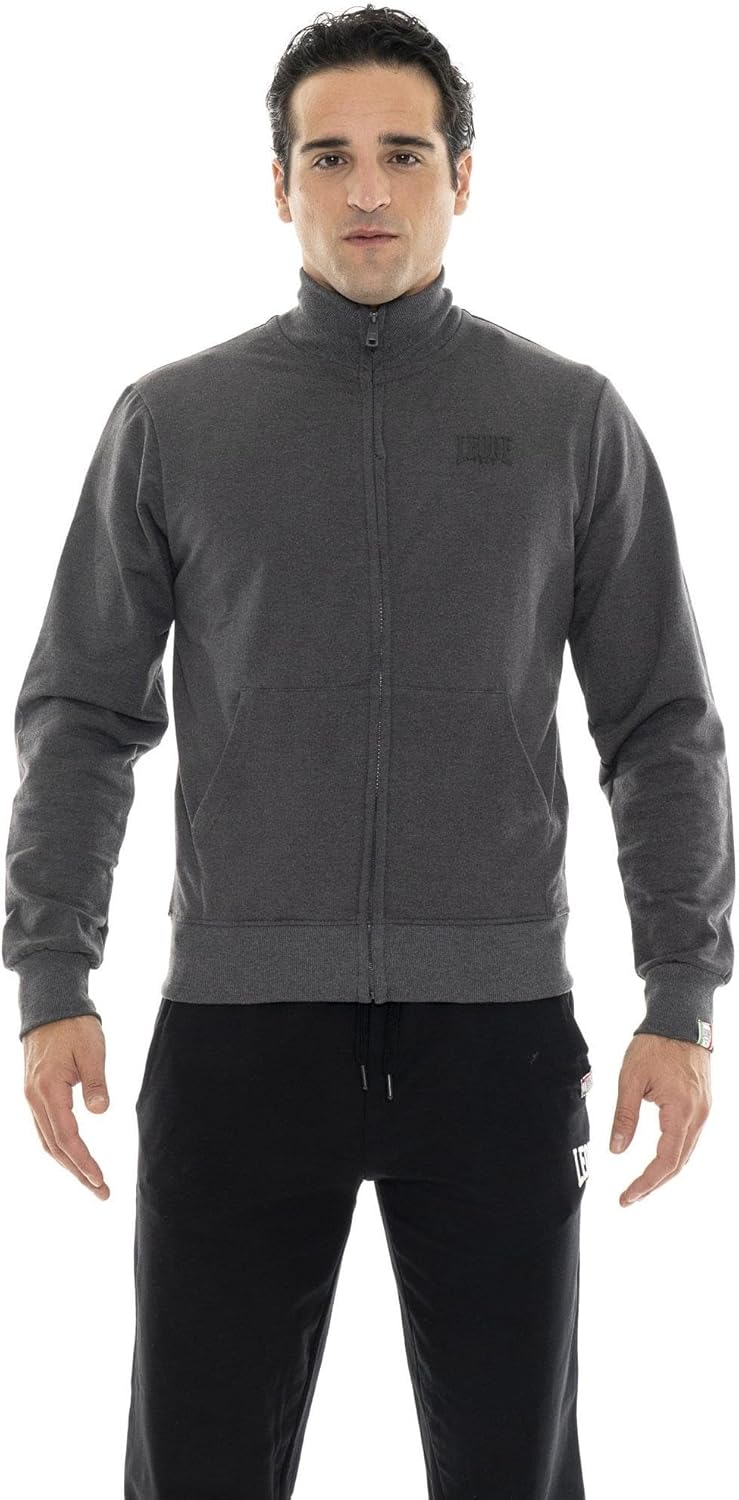 

Мужская толстовка на молнии Leone 1947 Apparel Basic Small Logo, угольно-серый меланж