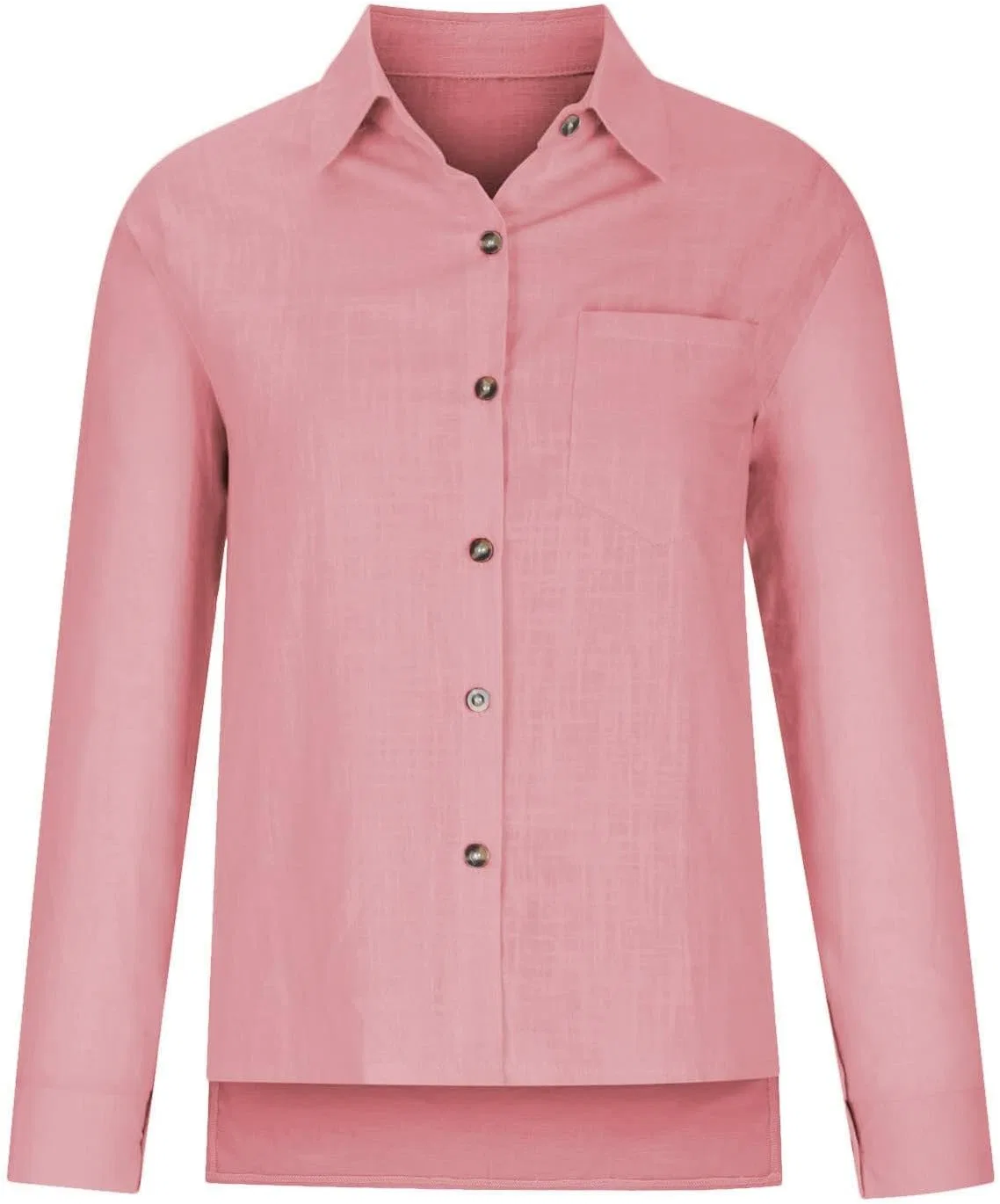 Блуза с воротником, длинный рукав, Women's Long Sleeve Shirt with Collar, розовый