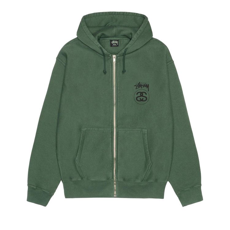 

Худи Stussy Stock Link Zip Hoodie Pigment Dyed, Pine