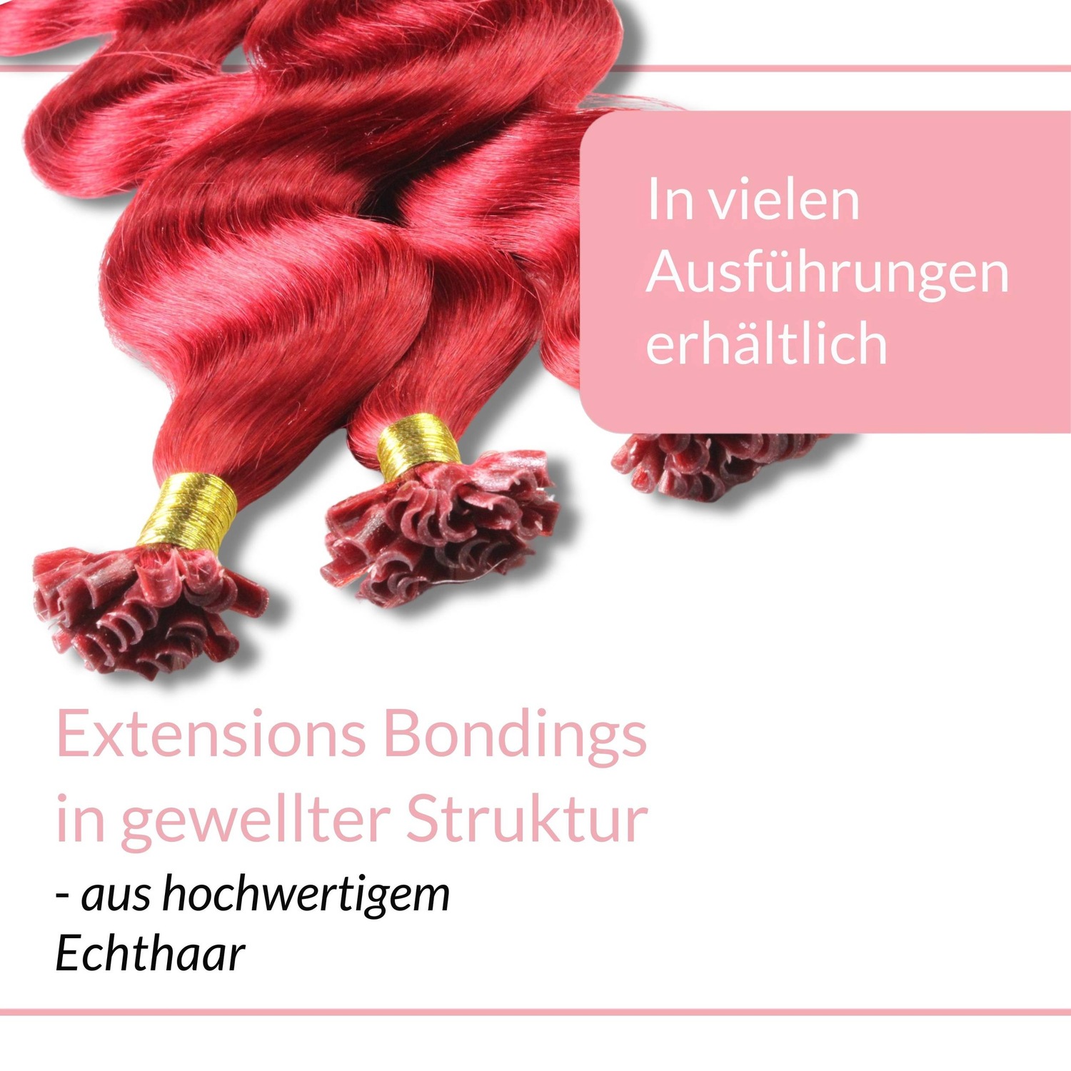 Накладные волосы bonding extensions echthaar #0/44 rot-intensiv 0.5g Hair2Heart, 50cm, количество 25 шт. — фото 3
