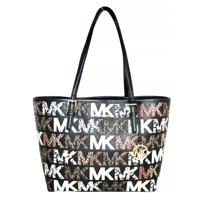 

MICHAEL KORS Дорожная кожаная сумка-шоппер Jet Set, сумка-шоппер через плечо, женская, черного цвета, многоцветная, среднего размера