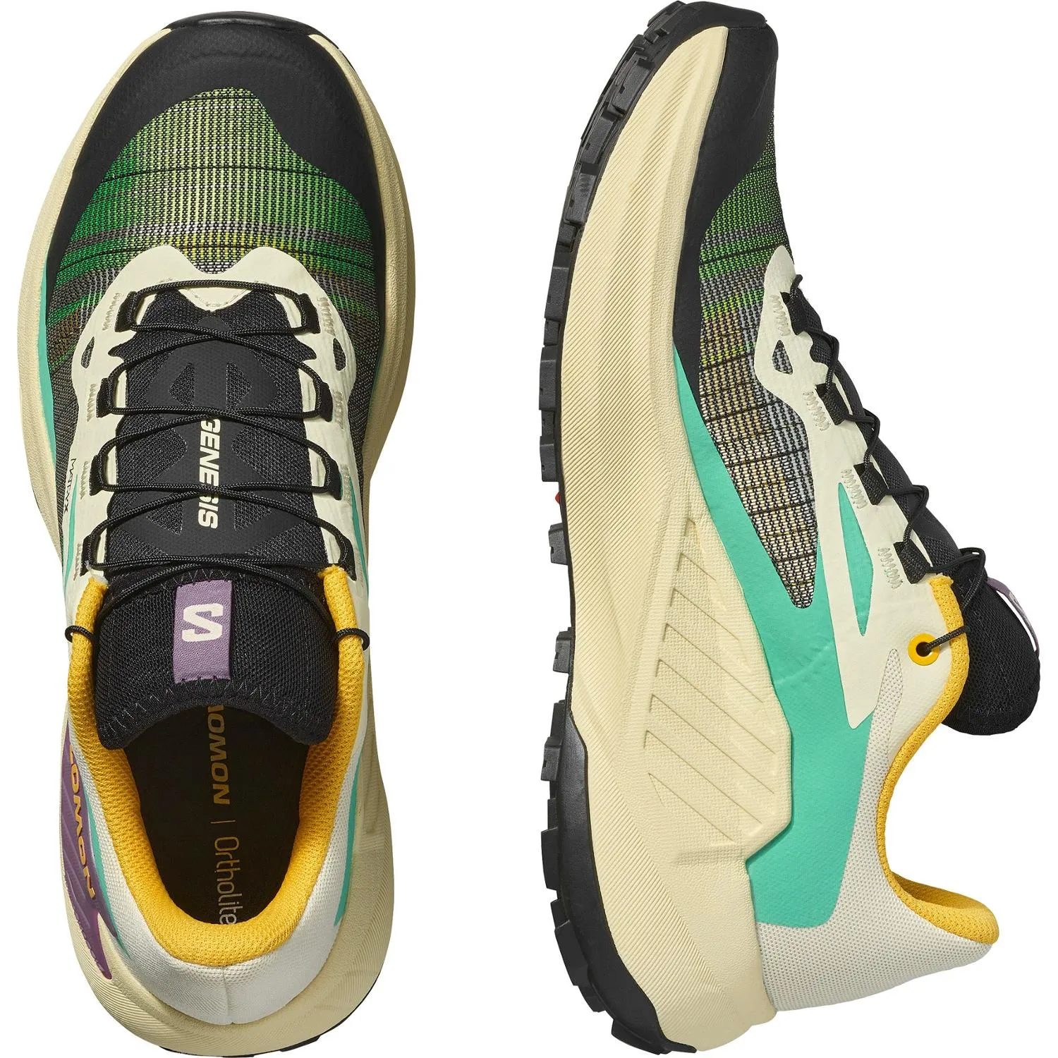 Женские трейловые беговые кроссовки Genesis Salomon, Transparent Yellow/Blk/Willow — фото 4