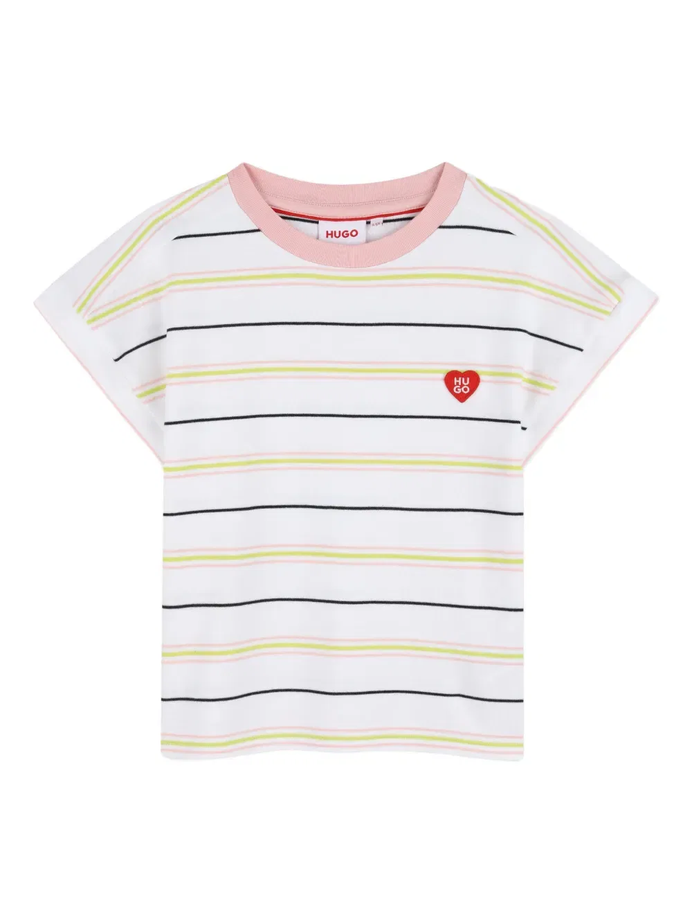 Футболка в полоску с сердечком Hugo Kids, белый