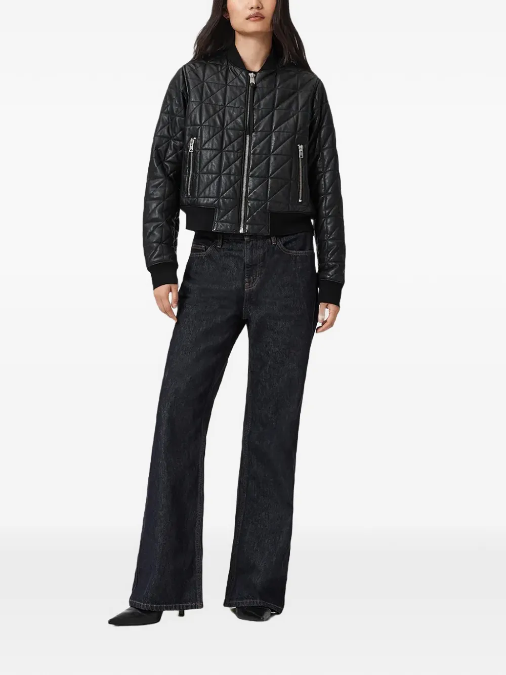 Стеганая куртка Carly на молнии Allsaints, черный — фото 3