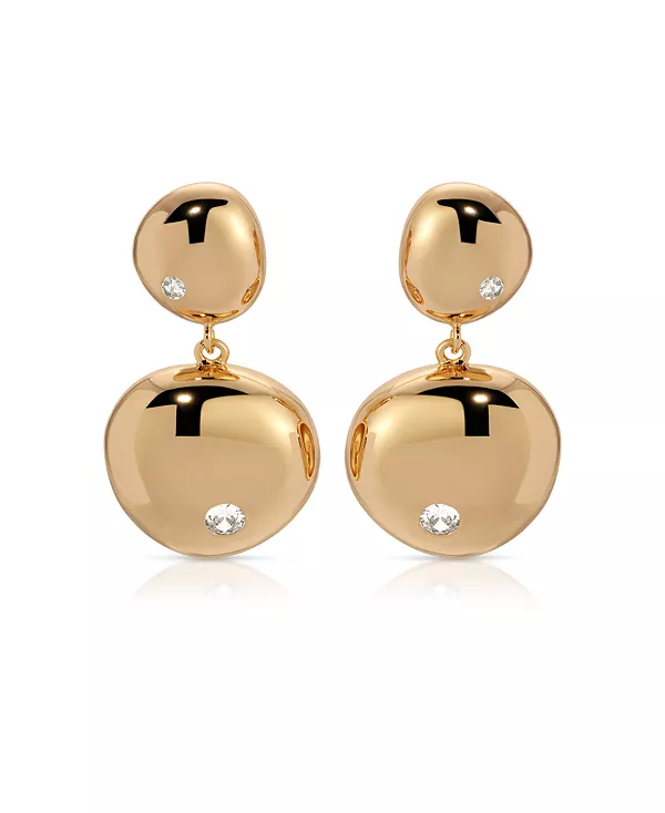 

Полированные двойные серьги-капли из гальки Ettika, gold