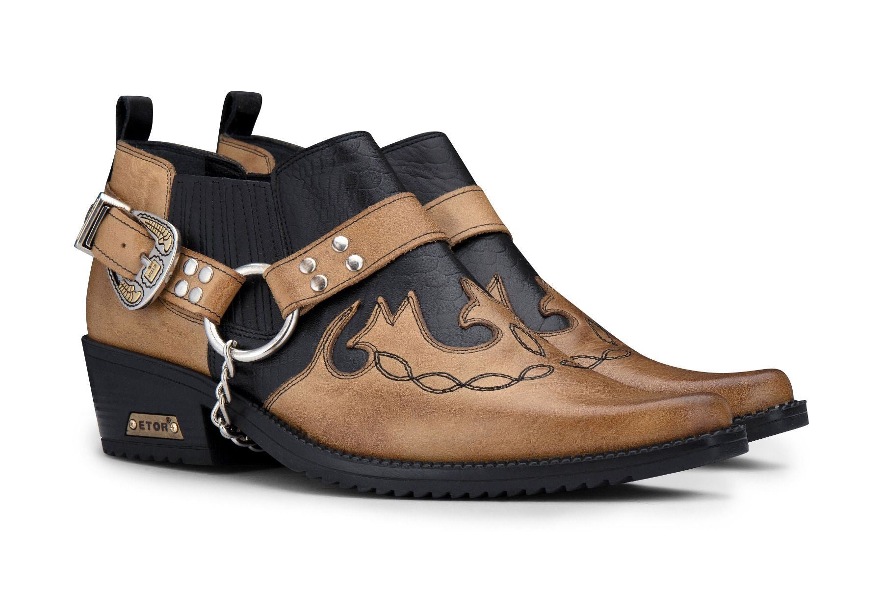 Мужские ковбойские туфли Winklepicker из кожи под змею черно-коричневые Infinity Leather — фото 4