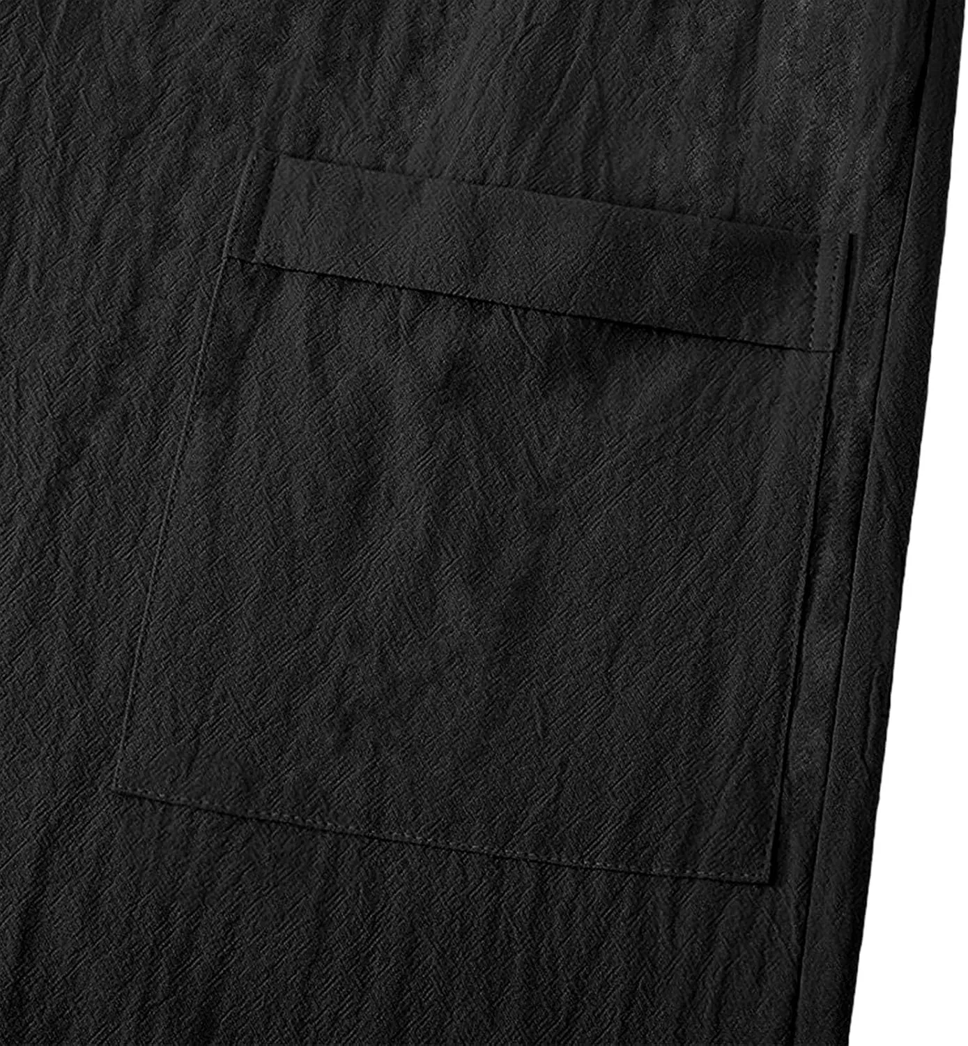 Брюки мужские льняные свободные на пояске с 4 карманами, Black — фото 4