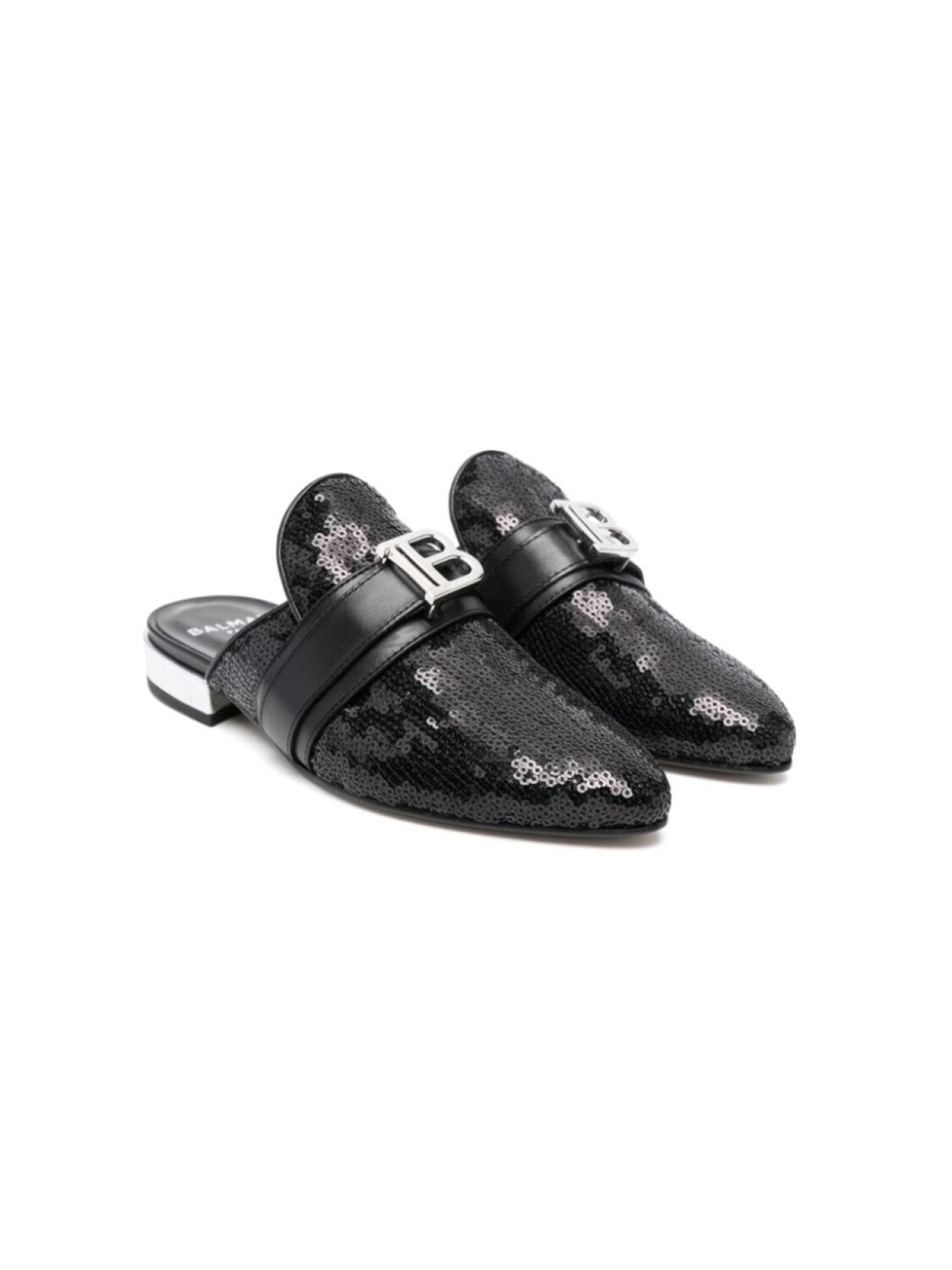 

Balmain Kids мюли с пайетками и логотипом, черный