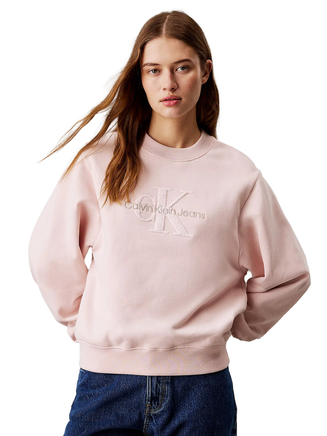 

Толстовка felpa relaxed logo in ciniglia Calvin Klein, розовый