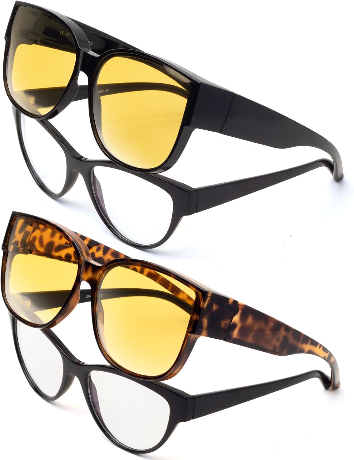 

Сверхлегкие очки для вождения в ночное время с защитой от бликов, подходят для женщин и мужчин, антибликовые очки ночного видения HD — комплект из 2 штук Face Shadow, Cateye Black+brown Leopard