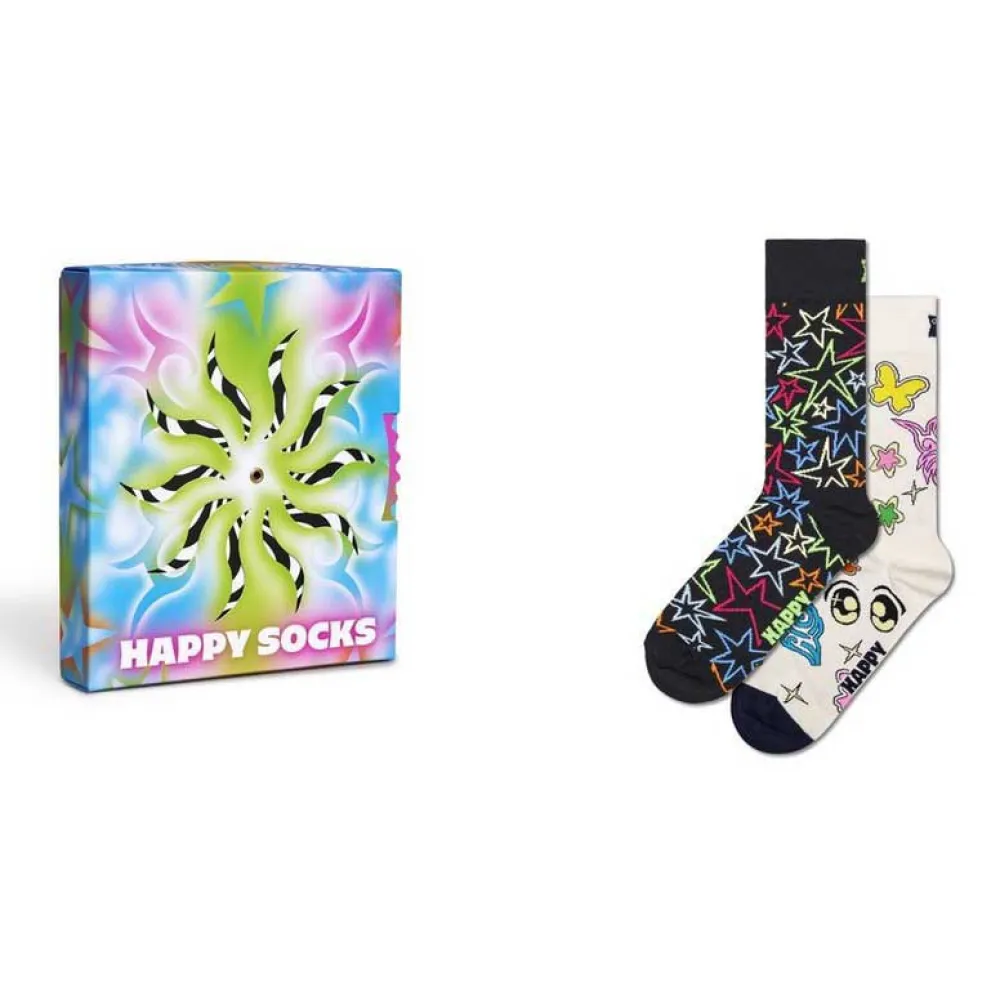 

Носки Hs By Happy Spinning wheel gift set long 2 pairs, черный/белый