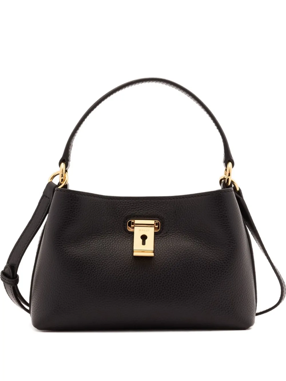 

Мини-сумка-тоут Lock Me из зернистой кожи Bally, черный