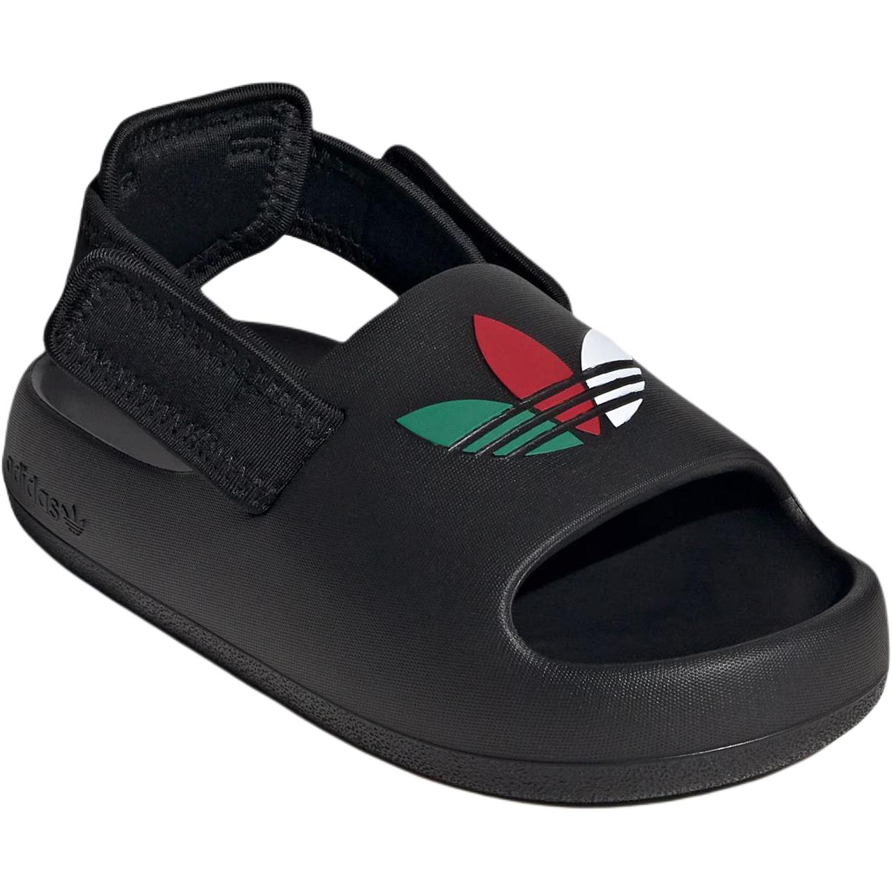 Детские сандалии ADIFOM ADILETTE с низким верхом для детей от 3 до 7 лет Adidas Originals, черный/белый/зеленый — фото 3