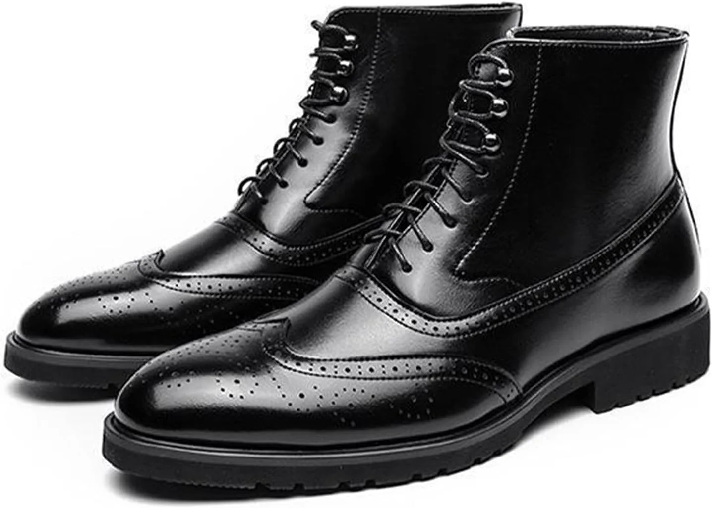 

Мужские кожаные броги Ephirebra с крыльями, шнуровкой, оксфорды, удобные ботинки с нескользящей подошвой, зауженный носок, высокие ретро-башмаки до щиколотки, черный