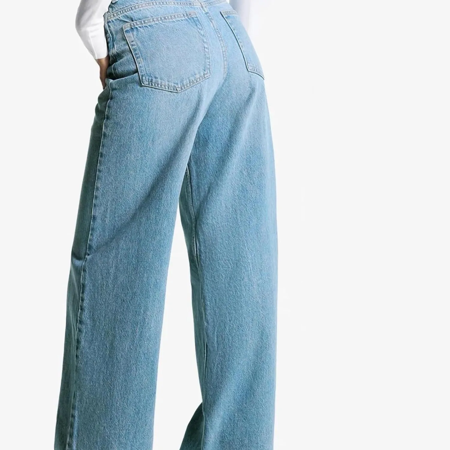 Женские джинсы low rise wide leg из мягкого денима — фото 4