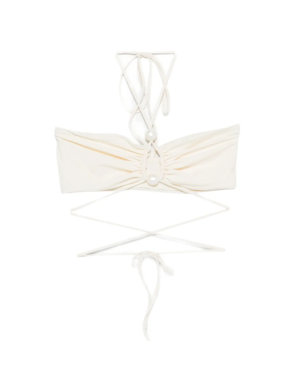 

Бикини-топ с отделкой жемчугом и завязками Magda Butrym, бежевый