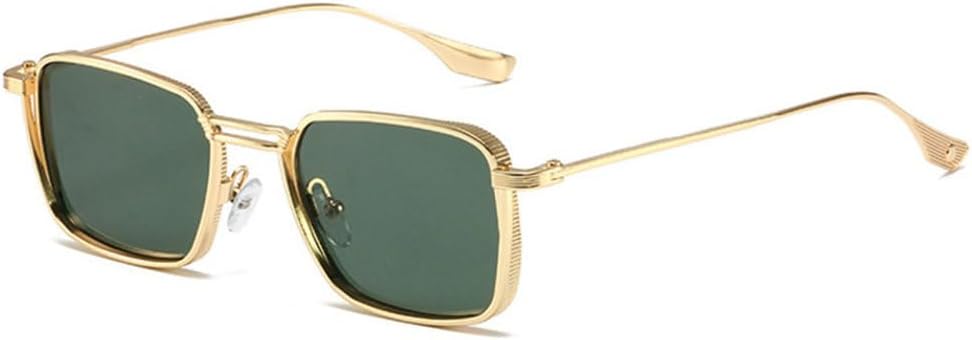 

Ретро квадратные солнцезащитные очки для женщин в металлической оправе, модные солнцезащитные очки UV400 темно-зеленого цвета, мужские панк-солнцезащитные очки MTZJH, Golden Dark Green