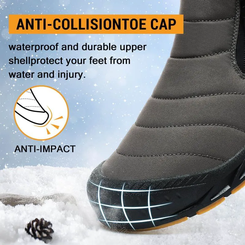 Мужские зимние ботинки Hanani Mens Snow, водонепроницаемые, с меховой подкладкой, теплые ботинки до щиколотки, на молнии, удобные для прогулок и активного отдыха, темно-коричневый — фото 4