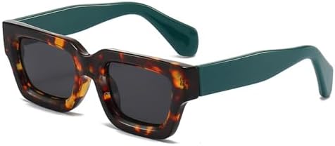 

Ретро-солнцезащитные очки маленького размера для женщин и мужчин, винтажные, массивные, квадратные, с толстой оправой, защита от УФ-излучения UV400 MTZJH, Leopard Green