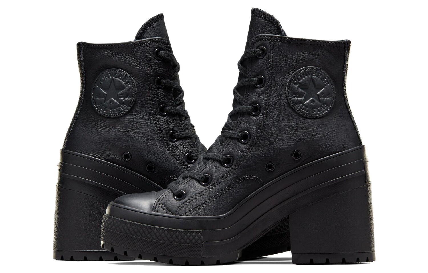 Chuck 70 De Luxe женские туфли на высоком каблуке из кожи, цвет «черный» Converse — фото 4