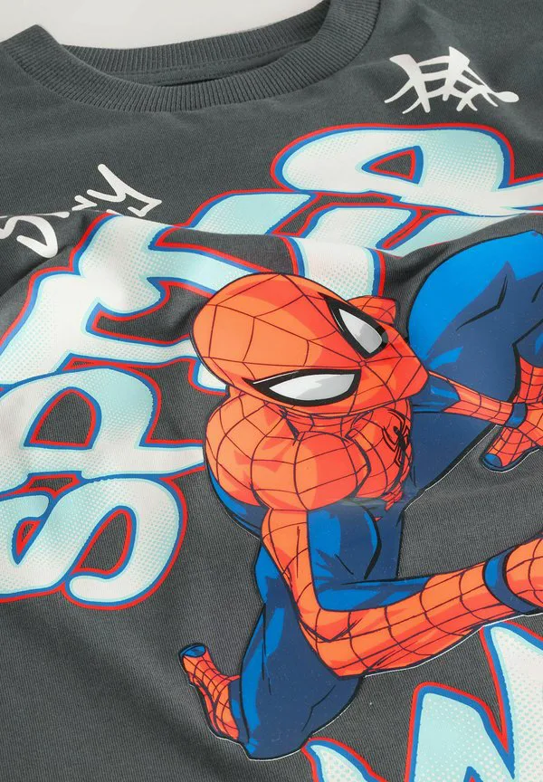 Футболка с коротким рукавом и принтом супергероев marvel стандартного кроя Next, Spiderman Charcoal Grey Gel — фото 3