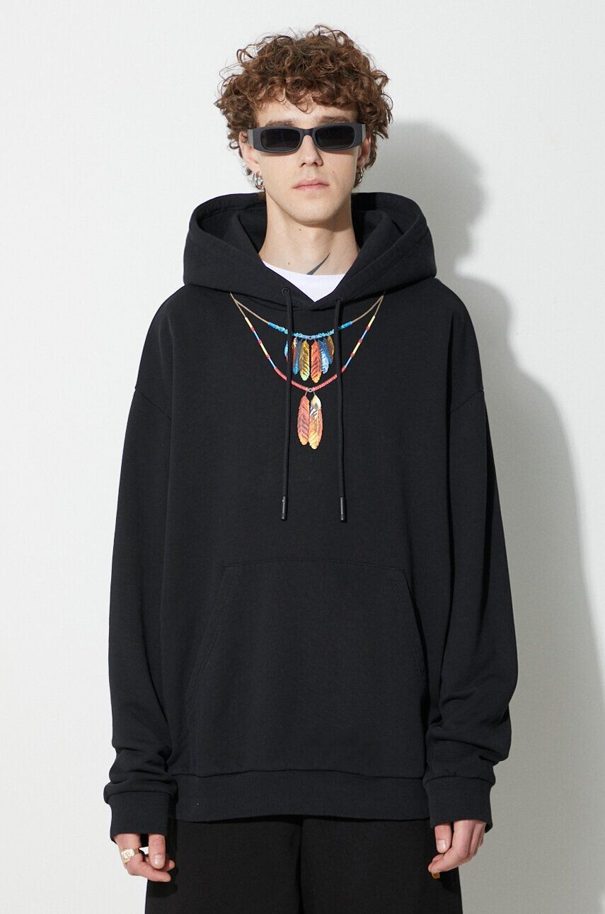 

Толстовка из хлопка с перьями и ожерельем Marcelo Burlon, черный