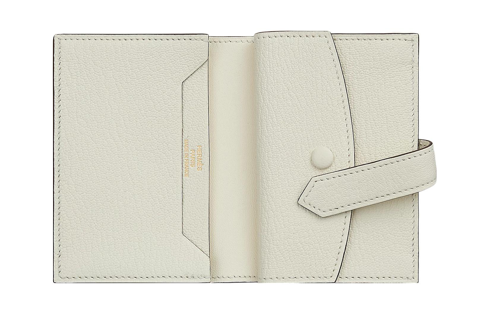 HERMES Кошелёк Bearn Chevre Mysore Goatskin Mini Women's 0T Mushroom White — фото 2
