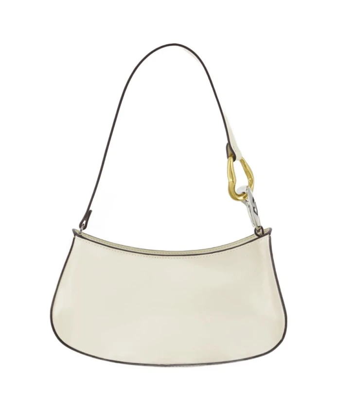 

Кожаная сумка-хобо кремового цвета с кольцами Staud, белый