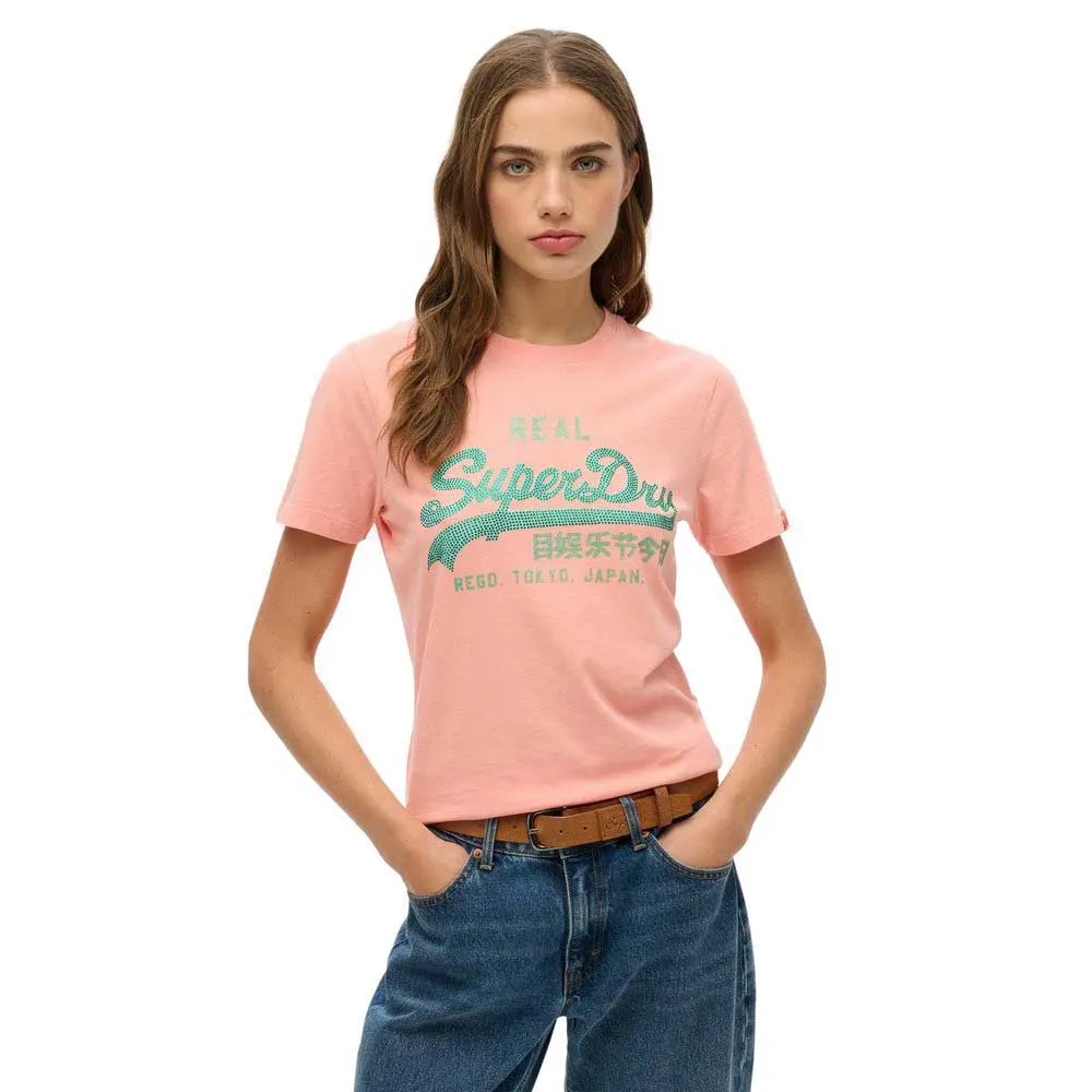 

Футболка с коротким рукавом Superdry Vl Rhinestone Slim, оранжевый