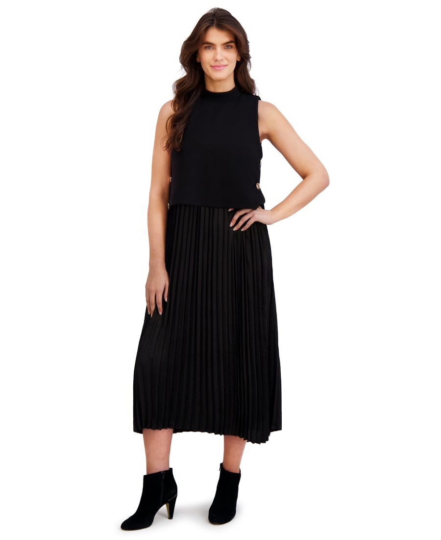 

Женское платье-рубашка с боковой пуговицей London Times, BLACK/ BLACK