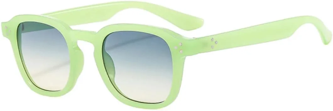 

Ретро квадратные женские солнцезащитные очки с заклепками, мужские прозрачные градиентные очки с защитой от УФ-излучения UV400 TVTBBVV, Green Blue Yellow