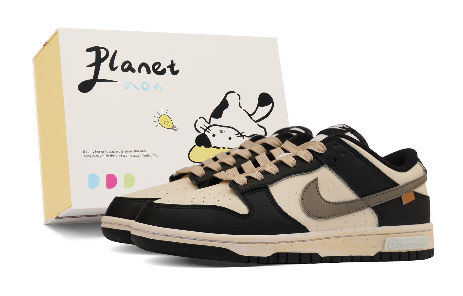 

Nike Dunk Противоскользящие Износостойкие Низкие Детские Скейтбординговые Кроссовки Черный Бежевый Подростковые