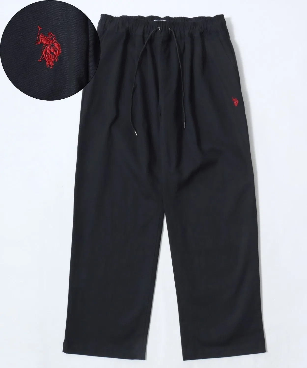 Штаны U.S. POLO ASSN. из хлопкового твила, широкие зауженные, черные