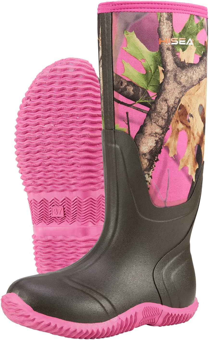 

Женские резиновые сапоги HISEA, сапоги до колена, водонепроницаемые утепленные сапоги из неопрена от грязи, противоскользящие сапоги для охоты, садоводства, фермерских работ и работы во дворе, размеры 6-11, розовый