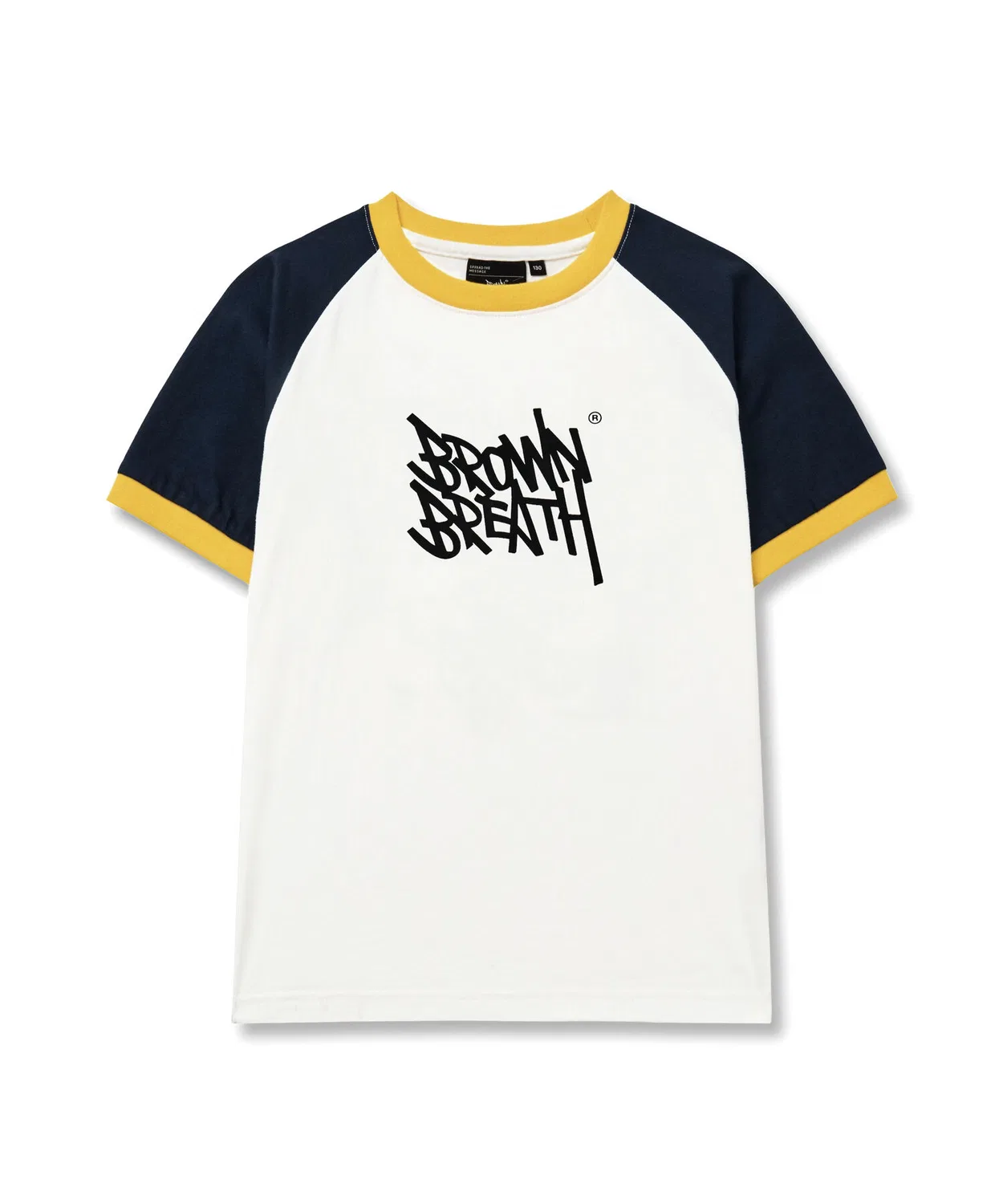 Детская футболка реглан с цветными блоками, тёмно-синяя, от Brownbreath Kids — фото 3