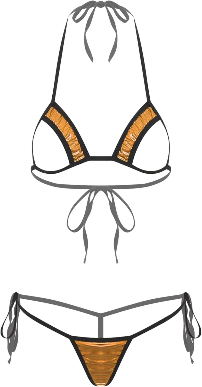 

Hedmy женский топ-бра Metallic Shiny с чашками Hollow-Out и шнуровкой, T-Back