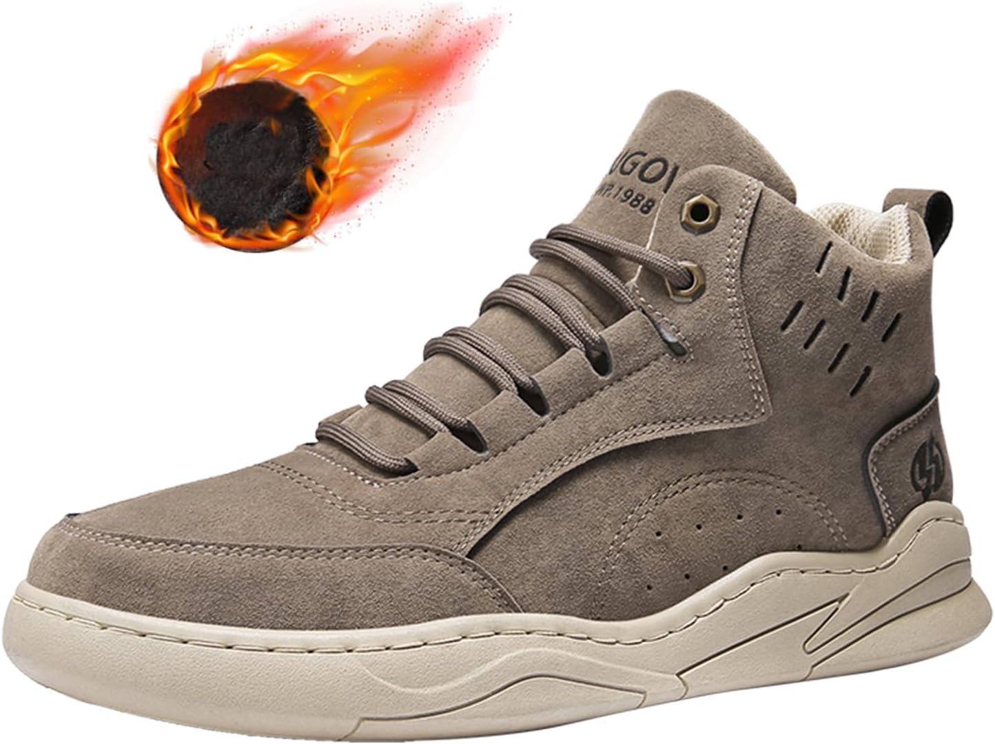 

Мужские зимние походные ботинки с ретро носком, шнуровкой, плюшевой подкладкой, теплые снежные ботинки для улицы, противоскользящие ботинки для треккинга и прогулок Enjgu, хаки